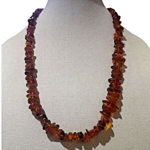 VNTG Real Cognac Baltic Amber  Necklace Hand Strung Continuous Inclusions 58.1 G
